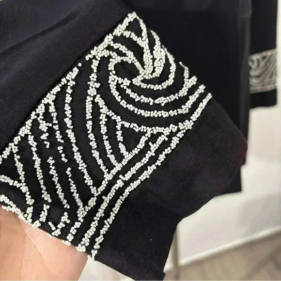 Dani Michaels 80s Black Double Breasted Beaded Blazer Women Size 5/6 Made In USA - Picture 4 of 9